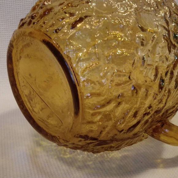 Vintage 1960s Anchor Hocking Honey Gold Textured Ball Jug In Milano 8in - Picture 15 of 16